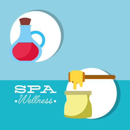 depilatory wax and oil massage treatment therapy care skin spa wellness vector illustrationのイラスト素材