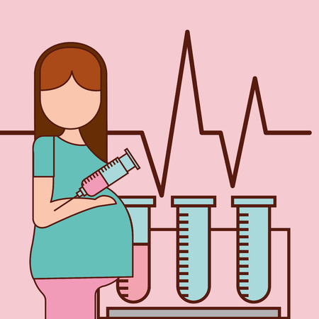 pregnancy fertilization tubes adn blood test life line vector illustrationのイラスト素材
