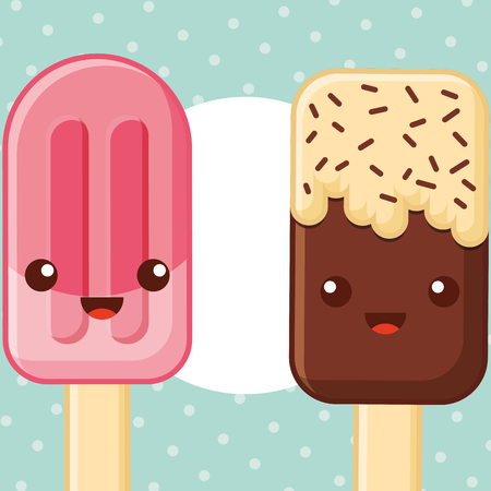 ices cream cute smiling strawbery sparks passion fruit chocolate vector illustrationのイラスト素材
