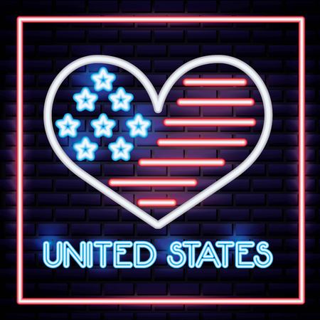american independence day heart flag american celebration vector illustrationのイラスト素材