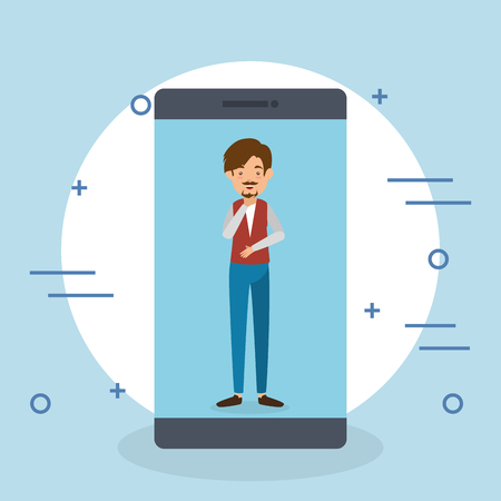 avatar man with social media marketing vector illustration designのイラスト素材