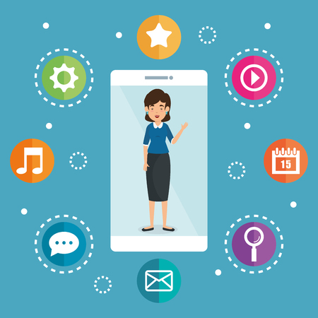 avatar woman with social media marketing vector illustration designのイラスト素材