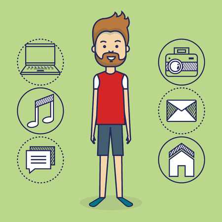 avatar man with social media marketing vector illustration designのイラスト素材