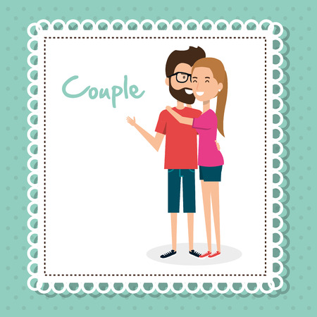 lovers couple avatars characters vector illustration designのイラスト素材