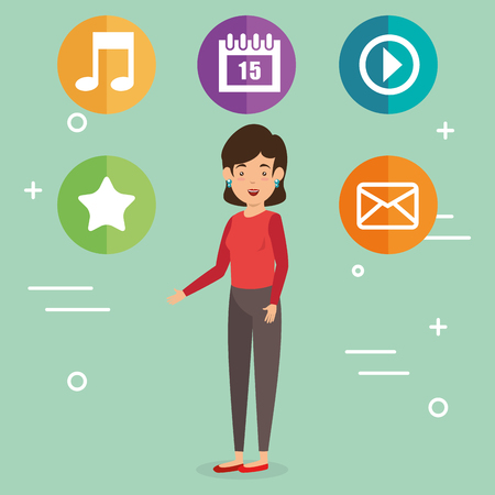 avatar woman with social media marketing vector illustration designのイラスト素材