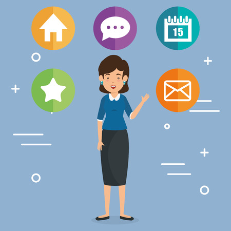 avatar woman with social media marketing vector illustration designのイラスト素材