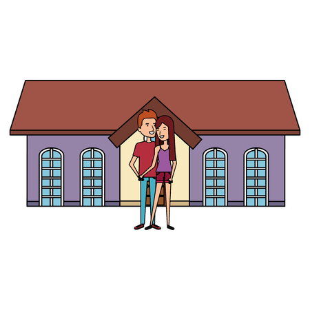 couple lovers outside the house vector illustration designのイラスト素材