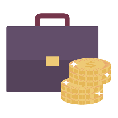 portfolio briefcase with coins vector illustration designのイラスト素材