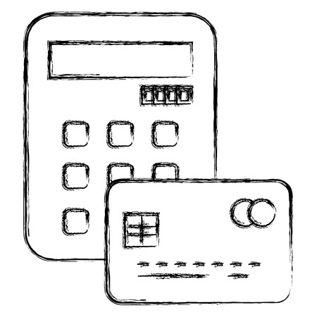 credit card with calculator vector illustration designのイラスト素材