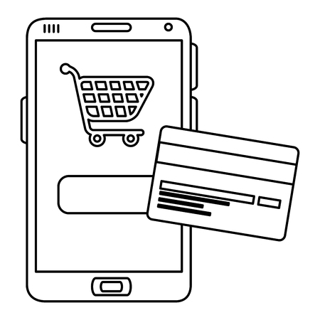 smartphone with credit card vector illustration designのイラスト素材