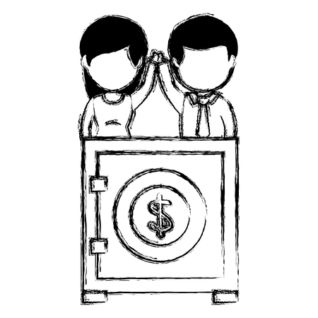 business couple safe box money vector illustration designのイラスト素材