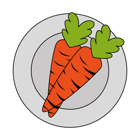 fresh carrots in dish vegetarian food vector illustration designのイラスト素材