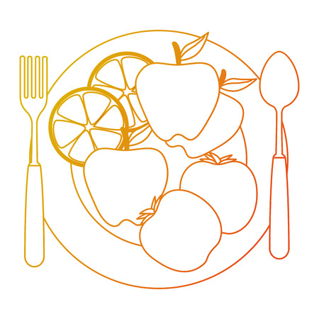 dish and cutlery with fruits menu vector illustration designのイラスト素材
