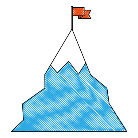 mountain with flag on top business startup success vector illustrationのイラスト素材