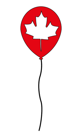 red balloon and maple leaf vector illustrationのイラスト素材