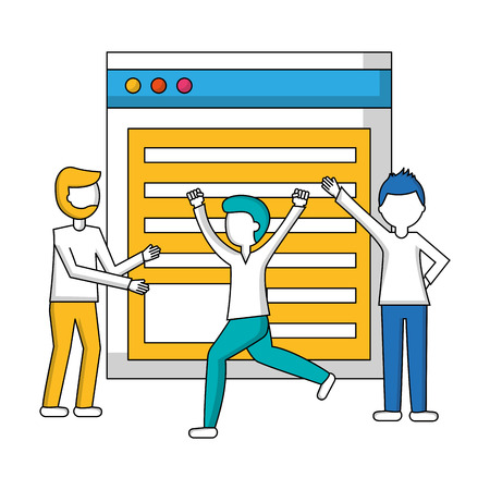 web page template with young men isolated icon vector illustration designのイラスト素材