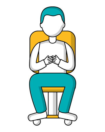 man sitting in office chair with wheels isolated icon vector illustration designのイラスト素材