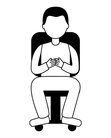 man sitting in office chair with wheels isolated icon vector illustration designのイラスト素材