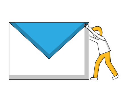 young man with envelope mail isolated icon vector illustration designのイラスト素材