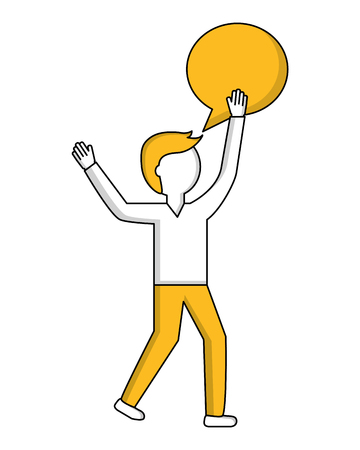 young man with speech bubble avatar character vector illustration designのイラスト素材