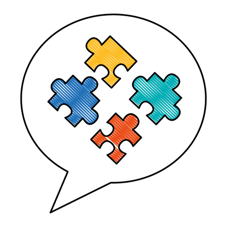 speech bubble with puzzle pieces isolated icon vector illustration designのイラスト素材