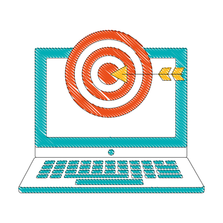 laptop computer with target arrow success isolated icon vector illustration designのイラスト素材