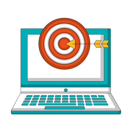 laptop computer with target arrow success isolated icon vector illustration designのイラスト素材