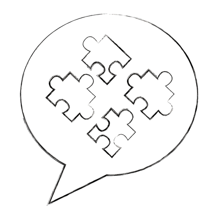 speech bubble and jigsaw puzzle solution vector illustration sketchのイラスト素材
