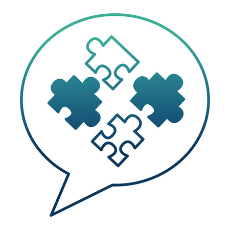 speech bubble with puzzle pieces isolated icon vector illustration designのイラスト素材