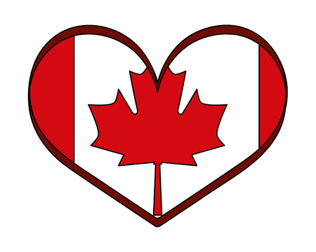canada day canadian flag in heart vector illustrationのイラスト素材