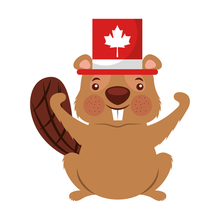 beaver of canada with hat isolated icon vector illustration designのイラスト素材