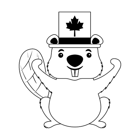 beaver of canada with hat isolated icon vector illustration designのイラスト素材