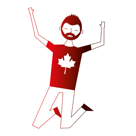 man celebrating canada day patriotism vector illustration neonのイラスト素材