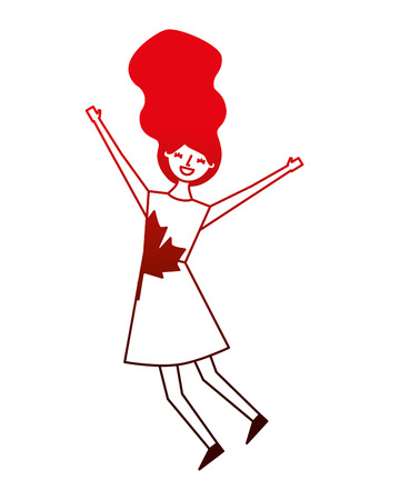 woman celebrating canada day party national vector illustration neonのイラスト素材