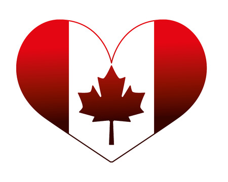 canada day canadian flag in heart vector illustration neonのイラスト素材