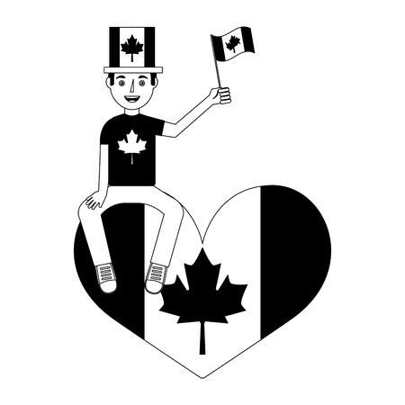 man in celebration canadian with heart vector illustration designのイラスト素材
