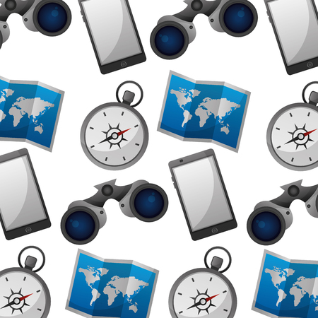 travel tourism set icons pattern background vector illustration designのイラスト素材