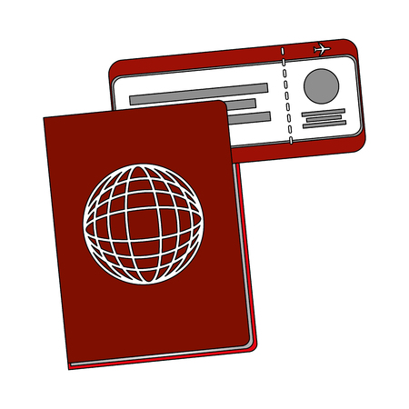 travel passport air ticket boarding pass vector illustrationのイラスト素材