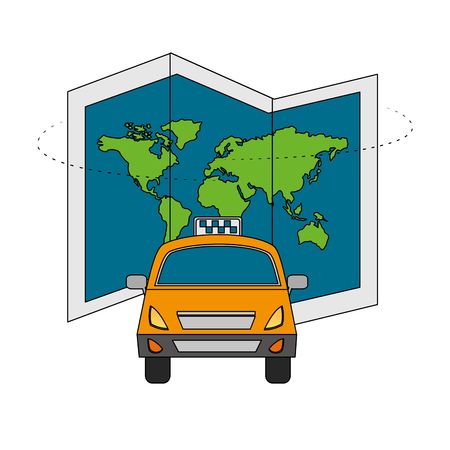 travel taxi car map world transport public vector illustrationのイラスト素材