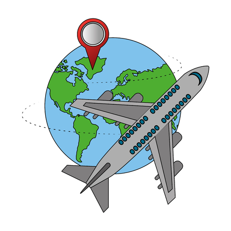 travel air plane world pointer map vector illustrationのイラスト素材