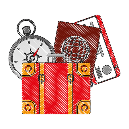 suitcase travel with set tourism icons vector illustration designのイラスト素材