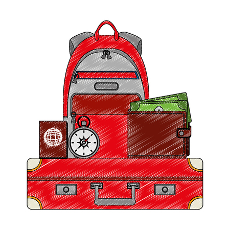 suitcase travel with set tourism icons vector illustration designのイラスト素材