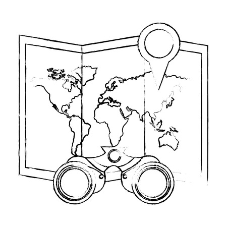 travel map world location binoculars vector illustrationのイラスト素材