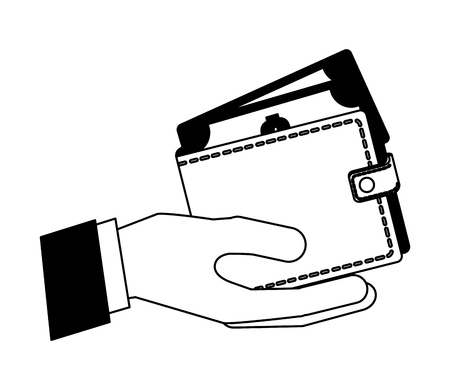 hand holding wallet money banknote vector illustrationのイラスト素材
