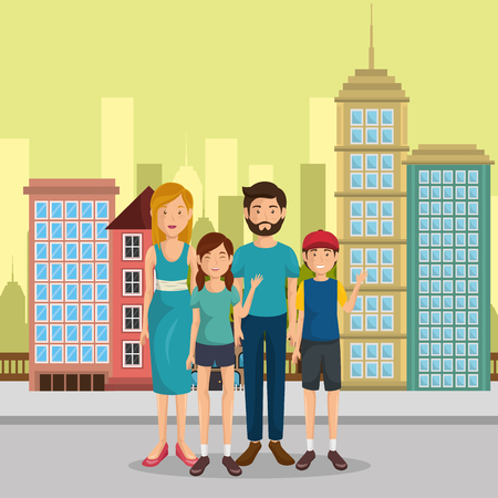 family members outdoors characters vector illustration designのイラスト素材