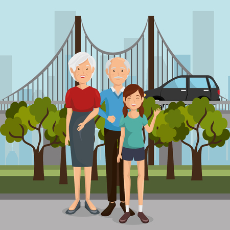 family members outdoors characters vector illustration designのイラスト素材