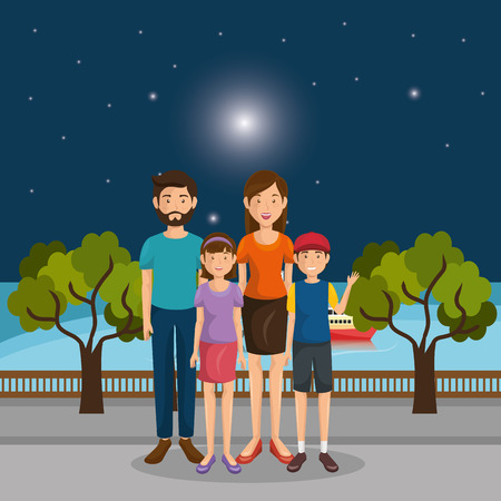 family members outdoors characters vector illustration designのイラスト素材