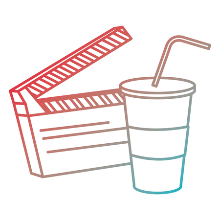 clapper board with soda drink vector illustration designのイラスト素材