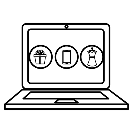electronic commerce with laptop vector illustration designのイラスト素材