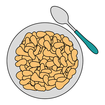cereal dish with spoon vector illustration designのイラスト素材
